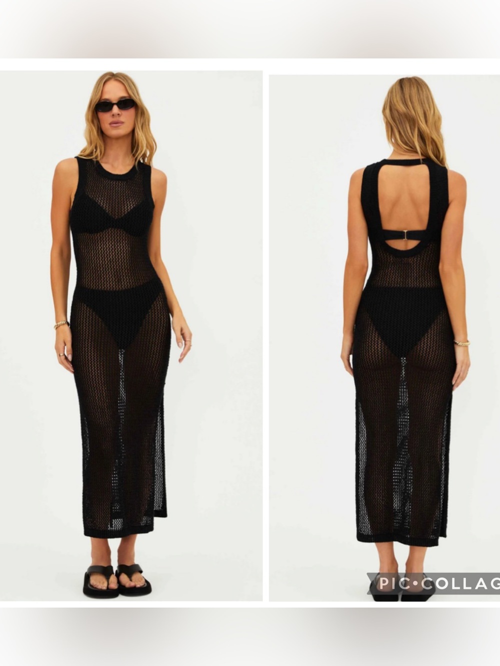 Beach Riot Holly Rose Black Sheer Crochet Maxi Swim Cover-Up Dress
